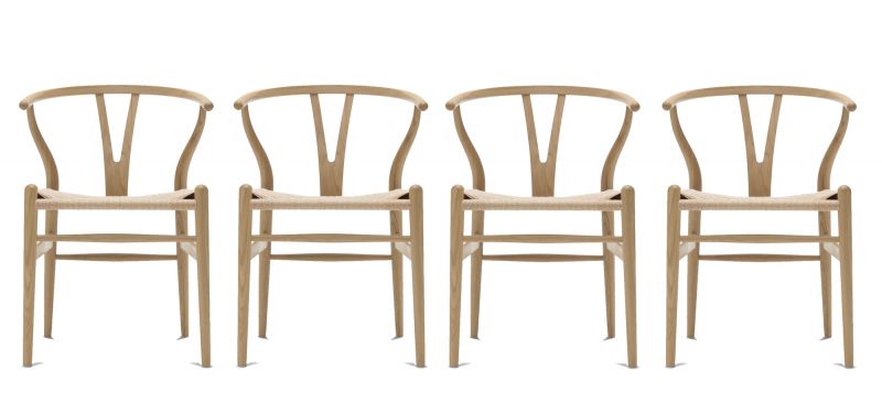 CH24 Wishbone Chair / Y-Chair Oak soaped 4-er Set Carl Hansen & Søn